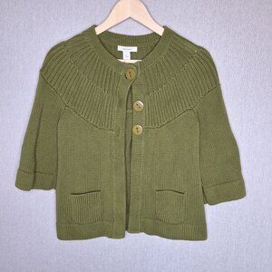 💙 Dress Barn Thick Knit Cardigan 3/4 Sleeve Sweater Size S/M Cottage Warm Cozy